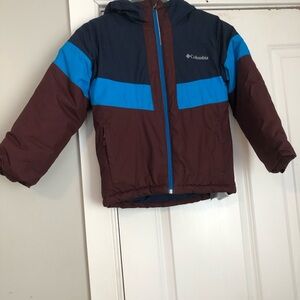Columbia Kids'Warm and Cozy Blue and Burgundy Puffer Jacket